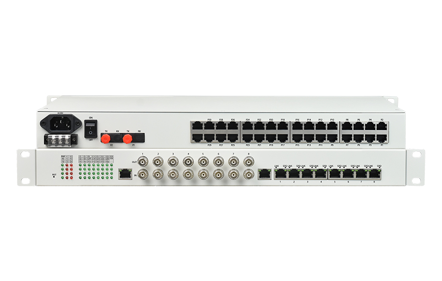 飛暢科技-32路電話+8E1+8FE物理隔離（1+1光備份，19英寸）電話光端機